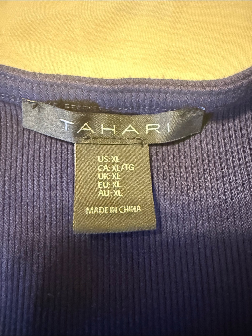 Tahari Navy Ribbed Button-Front Tank - Picture 5 of 6